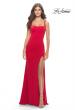 Picture of: Simple Chic Long Jersey Gown with Square Neckline in Red, Style: 31071, Detail Picture 2