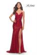 Picture of: Long Sequin Gown with Dramatic Flare Skirt and Slit in Red, Style: 31140, Detail Picture 2