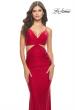 Picture of: Twist Front Cut Out Rhinestone Jersey Dress in Red, Style: 31339, Detail Picture 2