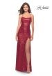 Picture of: Lace Up Back Sequin Gown with Flare Skirt in Red, Style: 31508, Detail Picture 2