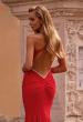Picture of: Ruched Jersey Mermaid Prom Dress with Rhinestone Neckline in Red , Style: 32918, Detail Picture 2