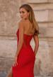 Picture of: Intricately Ruched Strapless Prom Dress with Unique Deep V in Red , Style 32923, Detail Picture 2