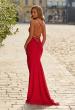Picture of: Ruched Sweetheart Gown with Slit and Lace-Up Back in Red, Style: 33361, Detail Picture 2