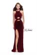 Picture of: Long Jersey Prom Dress with Cut Outs and Low Scoop Back in Red, Style: 25422, Detail Picture 3