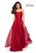 Picture of: Strapless Chiffon Dress with Criss Cross Bodice Detail in Red, Style: 27515, Detail Picture 3