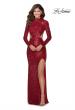 Picture of: Long Sleeve Sequin Prom Dress with Open Back in Red, Style: 28771, Detail Picture 3