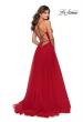 Picture of: Long Tulle Prom Dress with Criss Cross Bodice Detail in Red, Style: 28893, Detail Picture 3