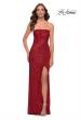 Picture of: Simple Sequin Strapless Dress with Faux Wrap Skirt in Red, Style 29681, Detail Picture 3
