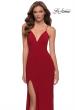Picture of: Matte Jersey Long Dress with Lace Up Back in Red, Style 29708, Detail Picture 3