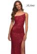 Picture of: Simple One Shoulder Long Sequin Evening Gown in Red, Detail Picture 3
