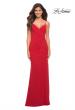 Picture of: Net Jersey Long Ruched Gown with Slit and Open Back in Red, Detail Picture 3