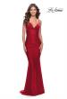 Picture of: Embellished Rhinestone Jersey Long Dress with Lace Up Back in Red, Style: 30996, Style: 30996