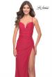 Picture of: Ruched Deep V Dress with Trendy High Slit in Red, Style: 31127, Detail Picture 3