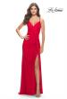 Picture of: Soft Jersey Dress with Knot Waist and Lace Up Back in Red, Style: 31169, Detail Picture 3