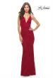 Picture of: Fitted Stretch Lace Prom Dress with Banded Waist in Red, Style: 31234, Detail Picture 3