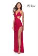 Picture of: Jersey Prom Dress with Side Cut Outs and Tie Back in Red, Style: 31292, Detail Picture 3