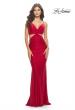 Picture of: Twist Front Cut Out Rhinestone Jersey Dress in Red, Style: 31339, Detail Picture 3