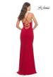 Picture of: Fitted Matte Jersey Gown with Unique Deep V Neckline in Red, Style: 31370, Detail Picture 3