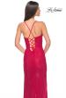 Picture of: Fishnet Rhinestone Prom Dress with Bustier Top and High Slit in Red, Style: 32210, Detail Picture 3