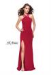 Picture of: High Neck Prom Dress with Halter Double Strap Detail in Red, Style: 25883, Detail Picture 2