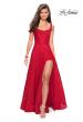 Picture of: Long Lace Prom Dress with Attached Shorts in Red, Style: 27476, Detail Picture 4