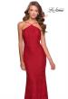 Picture of: Open Back Jersey Prom Dress with High Neckline in Red, Style: 28619, Detail Picture 4