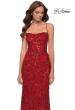 Picture of: Print Sequin Long Dress with Lace Up Back in Red, Style 29638, Detail Picture 4