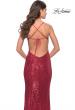 Picture of: Line Sequin Stretch Prom Dress with Defined Cups in Red, Style: 31141, Detail Picture 4