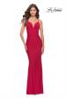 Picture of: Simple Jersey Dress with Low Open Back and Ruched Zipper in Red, Style: 31227, Detail Picture 4
