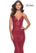 Picture of: Fitted Stretch Sequin Dress with Open Back and Defined Cups in Red, Style: 31291, Detail Picture 4