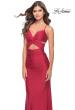 Picture of: Criss Cross Cut Out Rhinestone Jersey Dress in Red, Style: 31399, Detail Picture 4