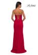 Picture of: Simple Net Prom Dress with High Slit and Flattering Ruching in Red, Style: 33018, Detail Picture 4