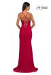 Picture of: Simple Prom Dress with Side Ruching and Lace Up Back in Red , Style: 33103, Detail Picture 4