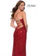 Picture of: Print Sequin Long Dress with Lace Up Back in Red, Style 29638, Detail Picture 5