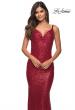 Picture of: Long Stretch Sequin Gown with Low Back in Red, Detail Picture 5