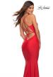 Picture of: Jersey Gown with Bustier Top and Lace Up Back in Red, Detail Picture 5