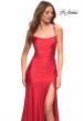 Picture of: Long Jersey Ruched Gown with Dramatic Skirt in Red, Detail Picture 5