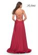 Picture of: A Line Satin Gown with Ruching and Square Neckline in Red, Style: 31105, Detail Picture 5