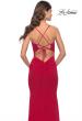 Picture of: Net Jersey Gown with Jeweled Detail in Deep V Neckline in Red, Style: 31114, Detail Picture 5