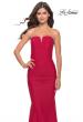 Picture of: Elegant Ruched Strapless Gown with Deep V in Red, Style: 31226, Detail Picture 5