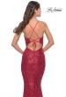 Picture of: Fitted Stretch Sequin Dress with Open Back and Defined Cups in Red, Style: 31291, Detail Picture 5