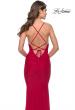 Picture of: Ruched Prom Dress with Sheer Rhinestone Bodice in Red, Style: 31337, Detail Picture 5