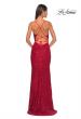 Picture of: Beaded Lace Long Dress with Illusion Bodice in Red, Style: 31359, Detail Picture 5