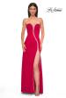 Picture of: Fabulous Jersey Dress with Rhinestones Lining the Top and HIgh Slit in Red , Style 32854, Detail Picture 5