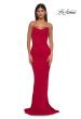 Picture of: Ruched Long Prom Dress with Low Back and Rhinestone Details in Red , Style: 32970, Detail Picture 5