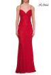 Picture of: Lace Fitted Gown with Crisscross Back and Rhinestones in Red, Style: 33514, Detail Picture 5