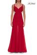 Picture of: Ruched Mesh Gown with Cutout Back in Red, Style: 33626, Detail Picture 5