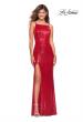 Picture of: Sparkling Fully sequin Prom Gown with Exposed Back in Red, Style: 27585, Detail Picture 6
