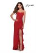 Picture of: Ruffle Prom Dress with Scoop Neck and Lace Up Back in Red, Style: 28294, Detail Picture 6
