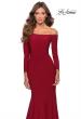 Picture of: Off the Shoulder Long Sleeve Jersey Prom Dress in Red, Style: 28754, Detail Picture 6